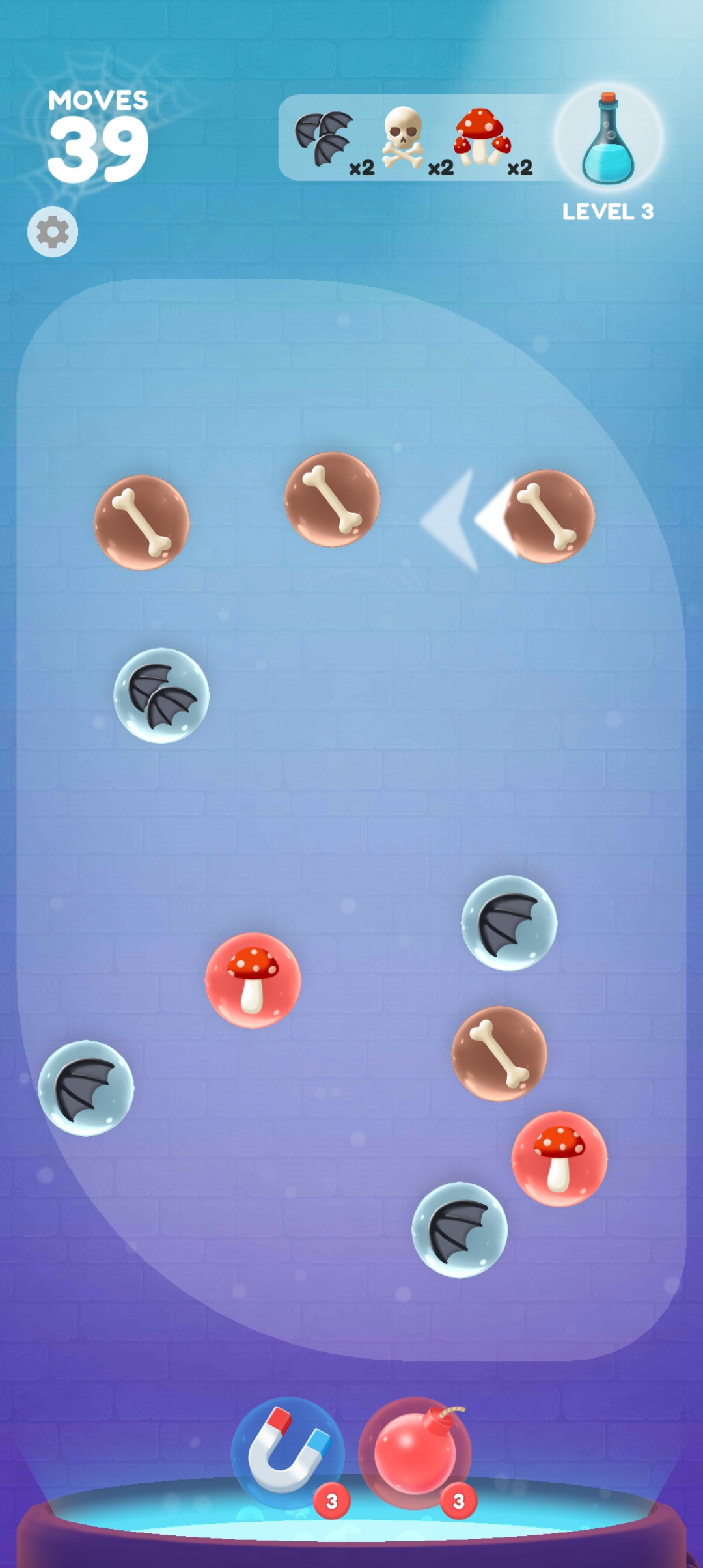 Bubble Fusion level with matching bubbles and move counter